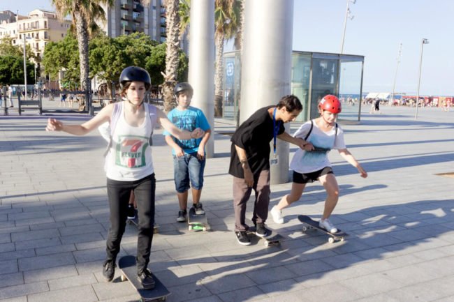 Clases de skate promocionales en Boardriders Barceloneta