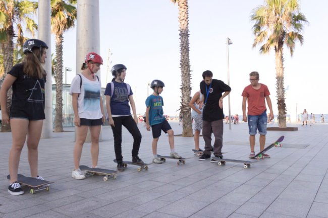 Clases de skate promocionales en Boardriders Barceloneta